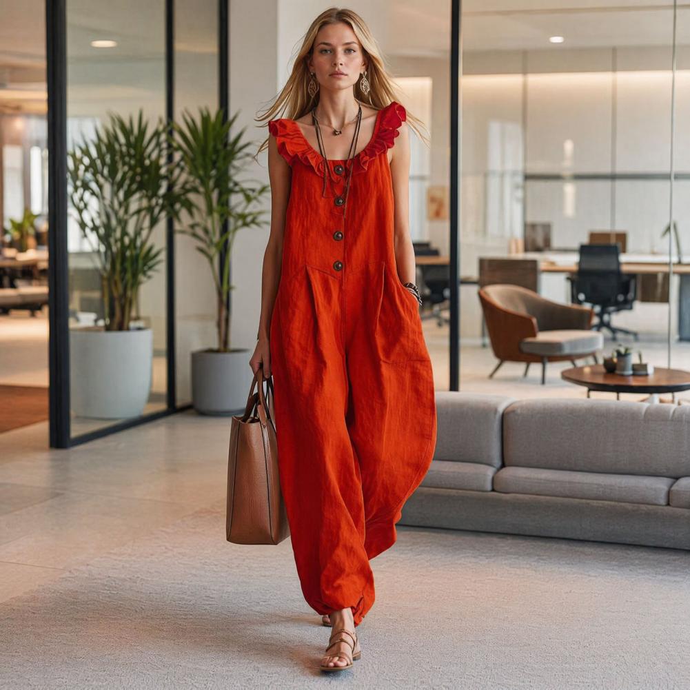 Women Jumpsuit Breathable Rela - огляд і ціна Jumpsuit Linen Relaxed
