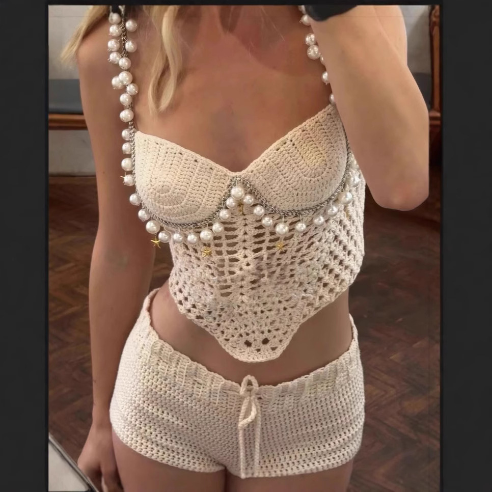 Sexy Beading Crochet Crop Vest - огляд і ціна Crop Top Crochet