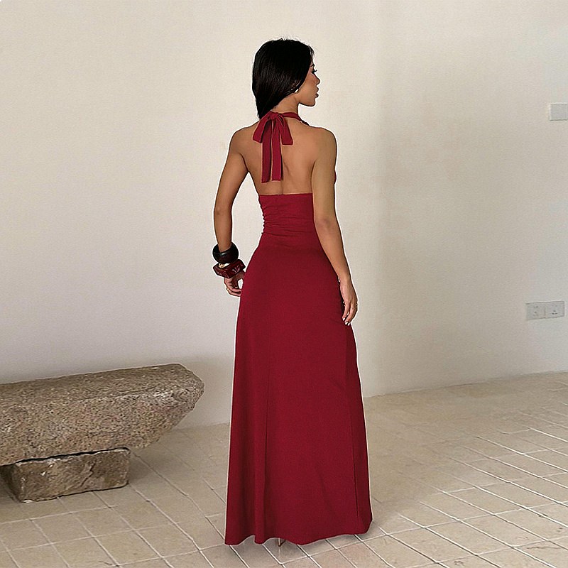 Elegant Evening Dress Slit Hal - огляд і ціна Maxi Dress Halter