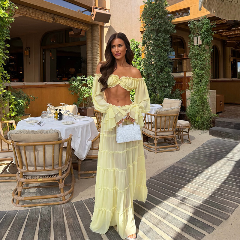 Vacation Chic Yellow Maxi Skir - огляд і ціна Blouse Off Shoulder