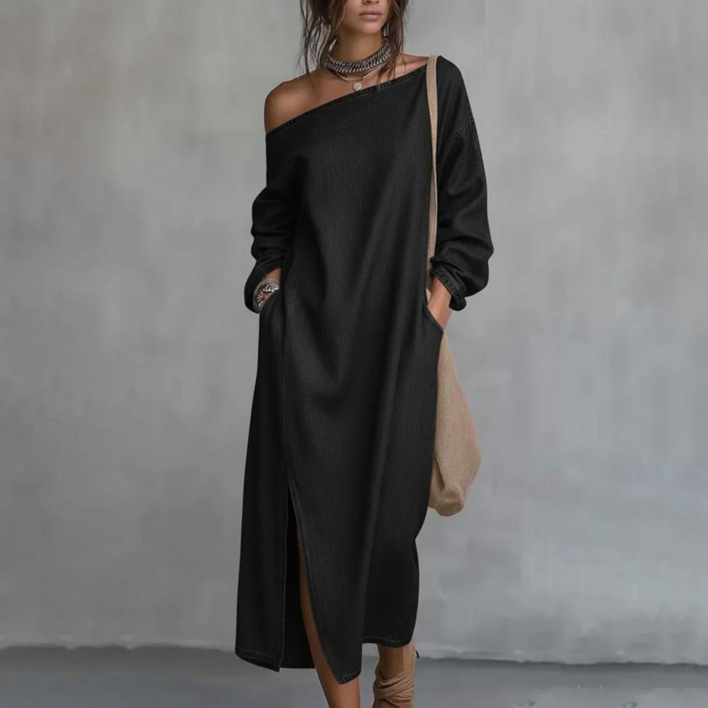 Women's One Shoulder Long Slee - огляд і ціна Linen Dress Wrap