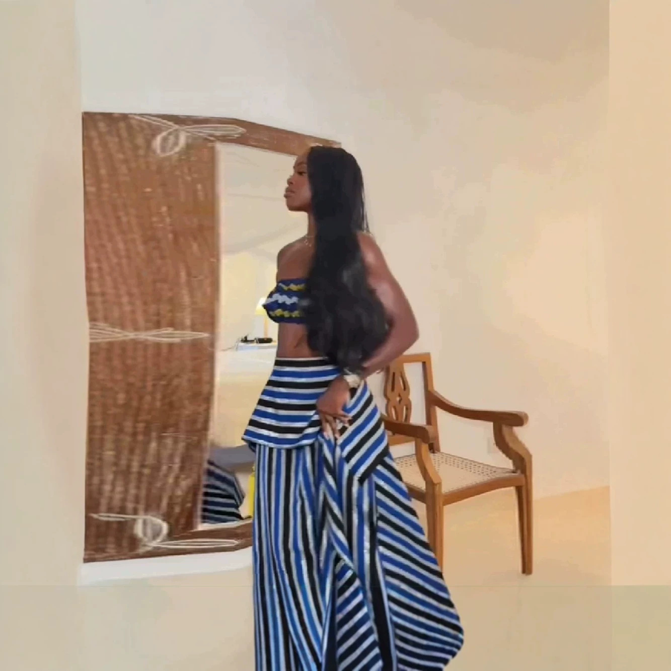 Wind-striped Strapless Dress S - огляд і ціна Crop Top Crochet