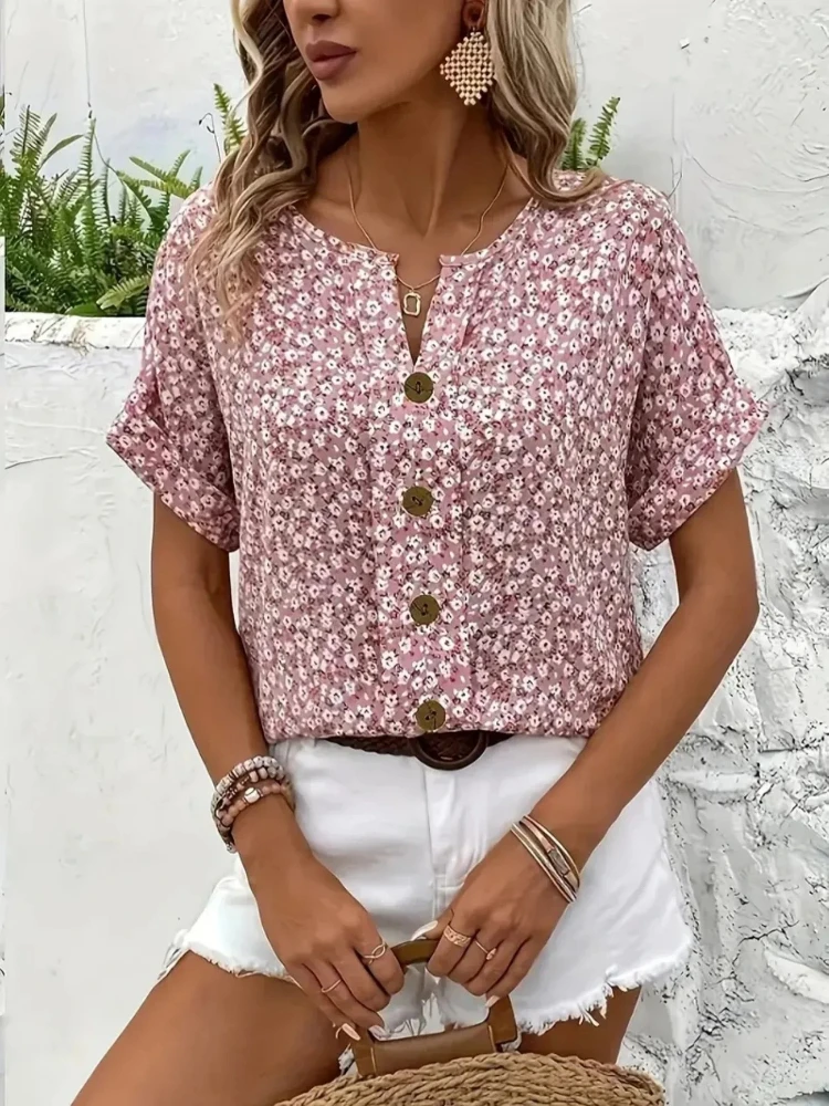 Plus Size Women's Shirts 2025  - огляд і ціна Romper Floral Print