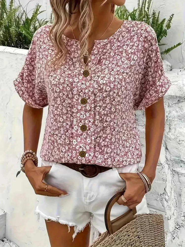 Plus Size Women's Shirts 2025  - огляд і ціна Romper Floral Print