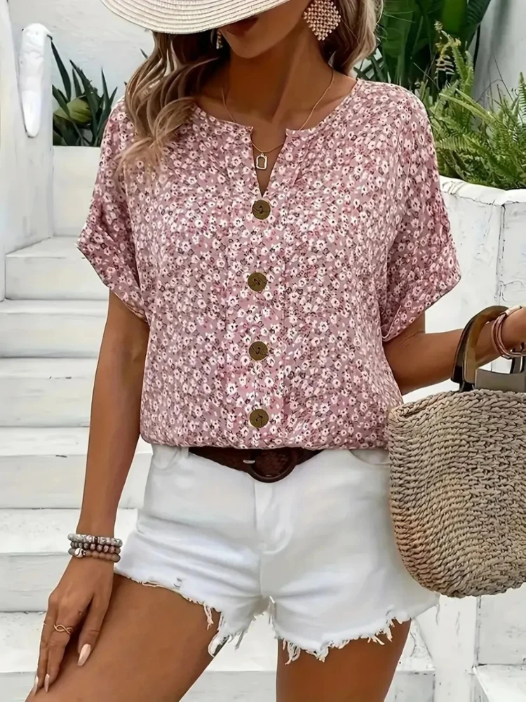 Plus Size Women's Shirts 2025  - огляд і ціна Romper Floral Print