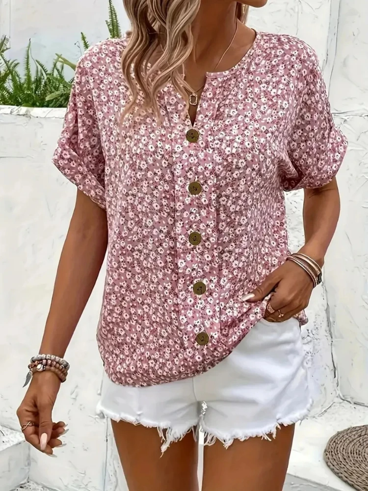 Plus Size Women's Shirts 2025  - огляд і ціна Romper Floral Print